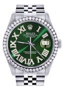 Womens Rolex Datejust Watch 16200 | 36Mm | Custom Green Roman Numeral Dial | Jubilee Band