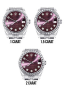 Diamond Rolex Watch | Diamond Bezel | 31MM | Purple Diamond Dial | Jubilee Band