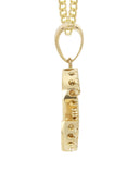 14K Gold Diamond Ladies Initial Pendant and Cuban Chain .75 Carats