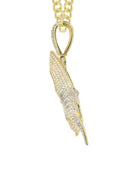 10K Yellow Gold Cuban Chain & Cz Shark Pendant | Appx. 15.3 Grams