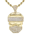 10K Yellow Gold Chain & Cz Skull Bandit Pendant | Appx. 20 Grams