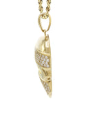 10K Yellow Gold Chain & Cz Skull Bandit Pendant | Appx. 20 Grams
