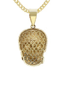 10K Yellow Gold Chain & Cz Skull Head Pendant | Appx. 21 Grams