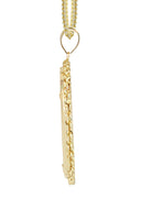 14K Yellow Gold Round Rope Link Picture Pendant Necklace | Appx. 1.2 Inch