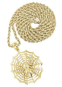 10K Yellow Gold Rope Chain & Gold Spider Pendant | Appx. 22 Grams