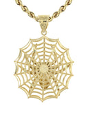 10K Yellow Gold Rope Chain & Gold Spider Pendant | Appx. 22 Grams