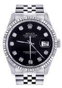 Mens Rolex Datejust Watch 16200  | 36Mm | Black Dial | Jubilee Band