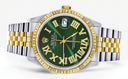 Mens Rolex Datejust Watch 16233 Two Tone | 36Mm | Green Roman Dial | Jubilee Band