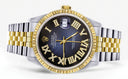 Mens Rolex Datejust Watch 16233 Two Tone | 36Mm | Blue Black Roman Dial | Jubilee Band