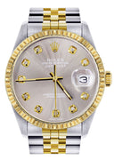 Womens Rolex Datejust Watch 16233 Two Tone | 36Mm | Grey Dial | Fluted Bezel | Jubilee Band