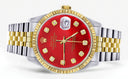 Mens Rolex Datejust Watch 16233 Two Tone | 36Mm | Red Dial | Jubilee Band