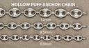 White Gold Chain - Womens Hollow Puff Chain 10K Gold