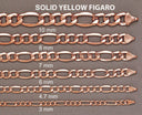 14K Rose Gold Chain - Solid Figaro Chain