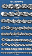 White Gold Chain - Mens Hollow Rope Chain 10K Gold