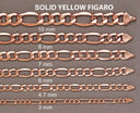 Womens 14K Rose Gold Chain - Solid Figaro Chain