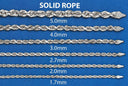 White Gold Chain - Mens Solid Rope Chain 10K Gold