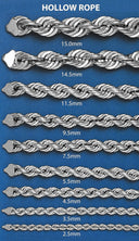 White Gold Chain - Womens Hollow Rope Chain 10K Gold