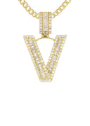 14K Yellow Gold Letter "V" Baguette Diamond Necklace | 1.81 Carats