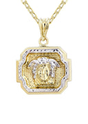 10K Gold Necklace & Gold Versace Style Pendant | 3.95 Grams