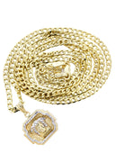 10K Gold Necklace & Gold Versace Style Pendant | 3.95 Grams
