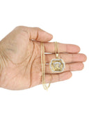 10K Gold Necklace & Gold Versace Style Pendant | 3.95 Grams