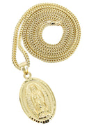 10K Yellow Gold Franco Chain & Virgin Mary Pendant | Appx. 15 Grams