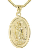 10K Yellow Gold Franco Chain & Virgin Mary Pendant | Appx. 15 Grams