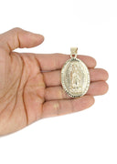 10K Yellow Gold Franco Chain & Virgin Mary Pendant | Appx. 15 Grams