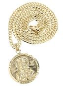 10K Yellow Gold Cuban Chain & Virgin Mary Pendant | Appx. 14.5 Grams
