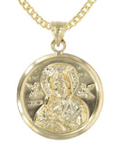 10K Yellow Gold Cuban Chain & Virgin Mary Pendant | Appx. 14.5 Grams