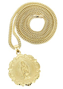 10K Yellow Gold Franco Chain & Virgin Mary Pendant | Appx. 15.2 Grams