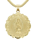 10K Yellow Gold Franco Chain & Virgin Mary Pendant | Appx. 15.2 Grams