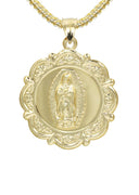10K Yellow Gold Franco Chain & Virgin Mary Pendant | Appx. 15.2 Grams