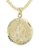10K Yellow Gold Cuban Chain & Virgin Mary Pendant | Appx. 14.4 Grams