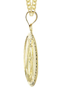 10K Yellow Gold Cuban Chain & Virgin Mary Pendant | Appx. 14.4 Grams