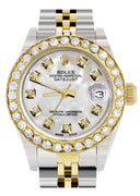 Womens Diamond Gold Rolex Watch | 1 Carat Bezel | 26Mm | Mother of Pearl Dial | Jubilee Band