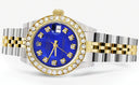 Womens Diamond Gold Rolex Watch | 1 Carat Bezel | 26Mm | Royal Blue Pearl Dial | Jubilee Band