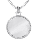 Diamond 10K/14K White Gold Large Round Picture Pendant Necklace | Appx. 0.65 Carat