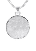 Diamond 10K/14K White Gold Large Round Picture Pendant Necklace | Appx. 0.65 Carat