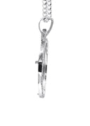 Diamond 10K/14K White Gold Large Round Picture Pendant Necklace | Appx. 0.65 Carat