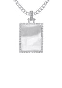 Diamond 10K/14K White Gold Rectangle Picture Pendant Necklace | Appx. 0.60 Carat