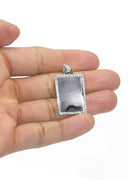Diamond 10K/14K White Gold Rectangle Picture Pendant Necklace | Appx. 0.60 Carat