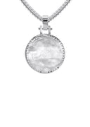 Diamond 10K/14K White Gold Small Round Picture Pendant Necklace | Appx. 0.50 Carat
