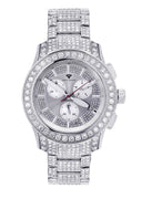 Mens White Gold Tone Diamond Watch | Appx. 32 Carats