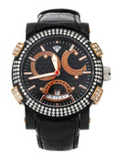 Mens Black & Rose Gold Tone Diamond Watch | Appx. 3.5 Carats