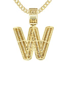 Yellow Gold Letter "W" Baguette Diamond Necklace | 3.3 Carats
