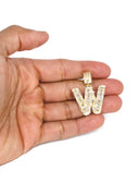 Yellow Gold Letter "W" Baguette Diamond Necklace | 3.3 Carats