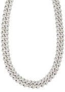 White Gold Plated Mens Iced Out Miami Cuban Link Chain