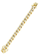 Hollow Womens Diamond Cut Miami Cuban Link Bracelet 10K Gold