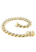 Hollow Womens Diamond Cut Miami Cuban Link Bracelet 10K/14K Gold